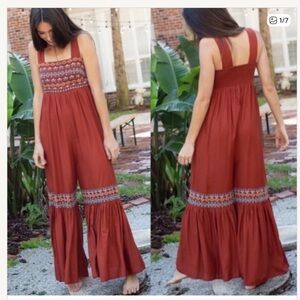 Natural Life - Hannah‎ Embroidered Sleeveless Flare Leg Jumpsuit